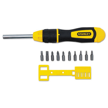 Stanley Tools® 3 Inch Multi-bit Ratcheting Screwdriver, 10 Bits, Black-yellow freeshipping - TVN Wholesale